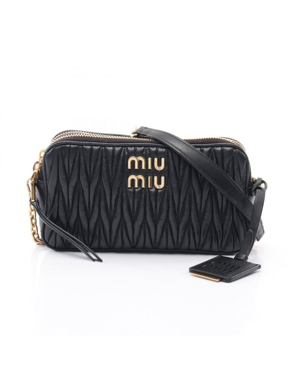 Miu Miu Shoulder Bag Matelasse Mini Black Leather Chain